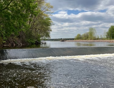 The Buffalo Lake spillway into the Fox River in Montello, Wisconsin