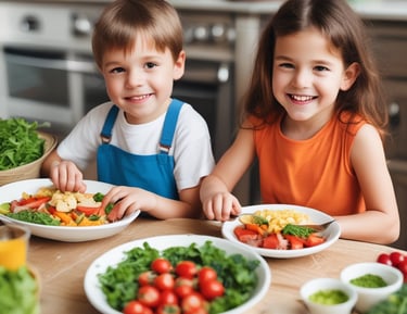 A bright, organized classroom with educational materials on the walls. There are colorful alphabet and number charts, a variety of shelves holding different toys, a small table with red chairs, an easel, and a vibrant blue rug featuring sports balls. The room has a welcoming and educational atmosphere.