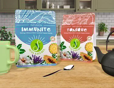 Packagings vue de face sachets infusions sens naturel