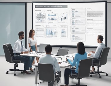 Workers in protective gear are seen on a construction site characterized by metal beams, scaffolding, and wooden supports. They appear to be engaged in construction tasks on a large infrastructure project, possibly a bridge or a similar structure.