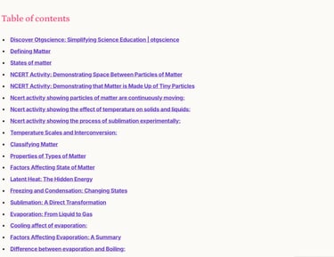 Table of contents