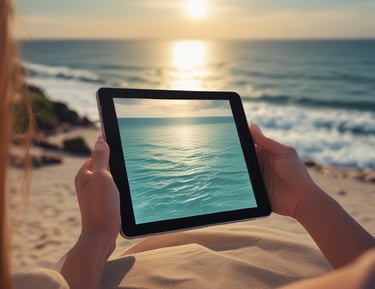 a person holding a phone and a laptop