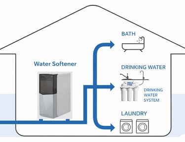 Combined water softening and filteration
