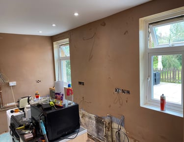 freshly plasterd walls on a home in worcestershire by Lakes building and plastering services
