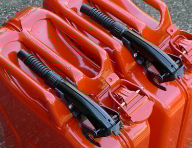 2 red jerry cans 