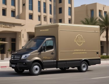 Delivery trucks loaded with securely packed meals heading to community centers.