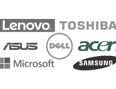 an image with all popular pc hardware manufacturers 