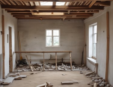 Before and after shots of a loft conversion transforming an attic into a cozy bedroom.