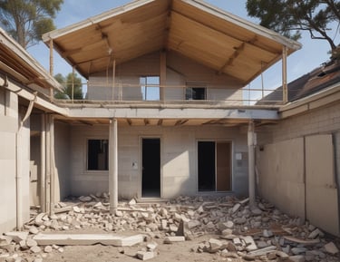 A cozy granny flat with a small porch surrounded by greenery.