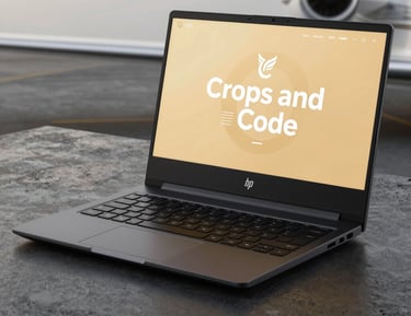 A custom website design on a tablet, blending modern tech with rural themes.