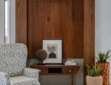 Finished wooden furniture installation with decorative styling - Amuk Modular interior design Pune