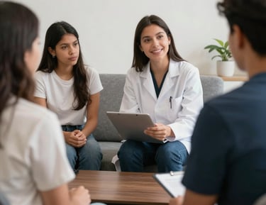 A group of health professionals conducting a mental wellness workshop.