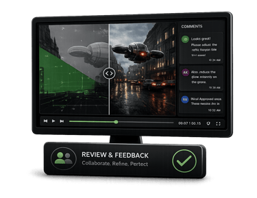 Client review and feedback process for VFX compositing projects