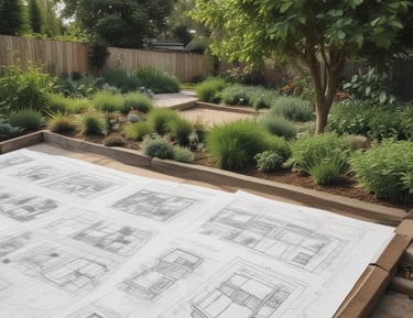 A beautifully designed garden layout with blooming flowers and clean paths.