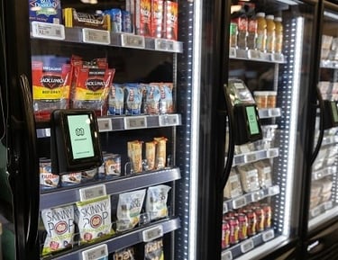 A row of Micromart™ smart vending machines