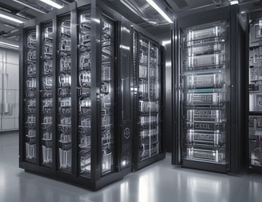 Portland city skyline with a focus on modern tech buildings at sunset.