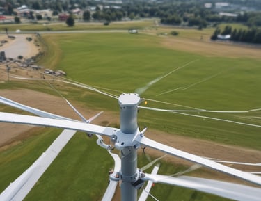 Close-up drone view inspecting a cell phone antenna