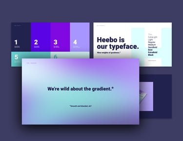 Brand identity style guide, color and typeface pages