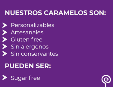 nuestros caramelos son personalizables artesanales gluten free sin alergenos sin conservantes sugar 