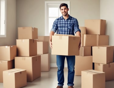 Professional movers handling delicate items with care during loading.