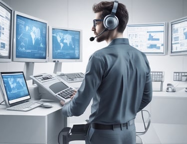 Close-up of sleek, modern PABX hardware setup in a corporate environment.