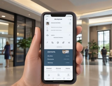 Concierge handing over a room key with a warm smile in an upscale hotel lobby.