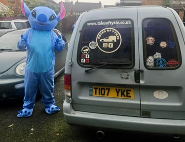 tykie time entertainment stitch mascot just fooling around 