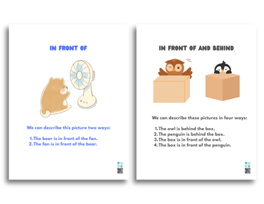 Spatial concepts "in-front" and "behind" printables.