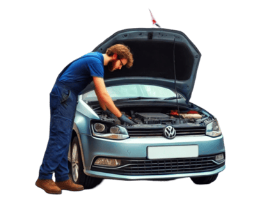 Mechanic inspecting car to replace battery