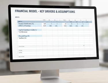 Simple financial model emphasizing key assumptions over complex projections.