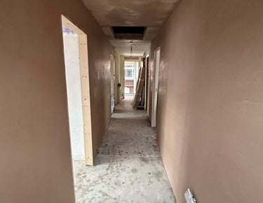 Close-up of smooth plastering work on an interior wall