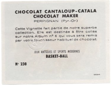 Rare Chocolat Cantaloup-Catala Basket-Ball French Sports Card Album No 6