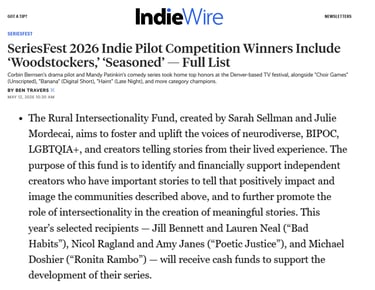Indie Wire Series Fest Win