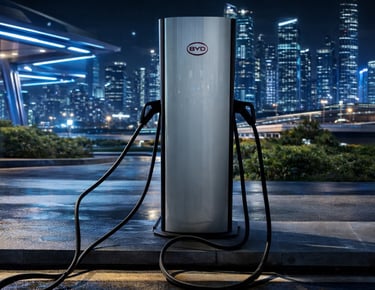 Carregador ultrarrápido da BYD para carros elétricos em estação de recarga