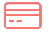 Pink credit card icon on a black background representing online payment methods for spanish class
