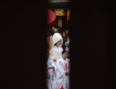 "Congratulations" - Shinto wedding at Meiji Jingu, Tokyo, Japan