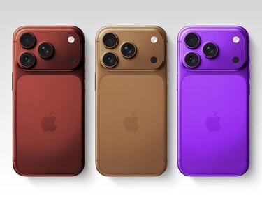 Iphone vermelho dourado e roxo