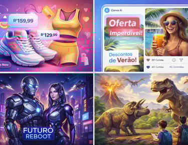 Exemplos de uso da inteligência artificial para criar imagens em blogs, redes sociais, design e jogo