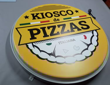 luminoso redondo kiosco de pizzas