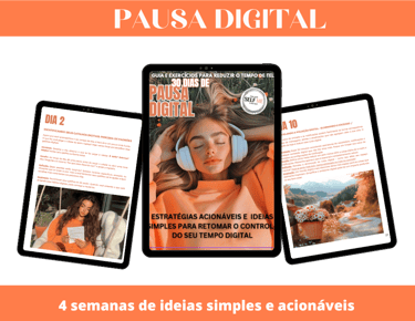 Ebook Pausa digital , capa e páginas internas com exercícios para desconectar , objetividade