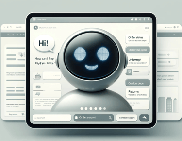 a computer screen with a chatbot on a website