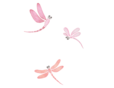 Pink Dragonflies Illustration for art prints, greeting cards and stationery