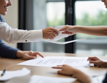 two people shaking hands over a wooden table