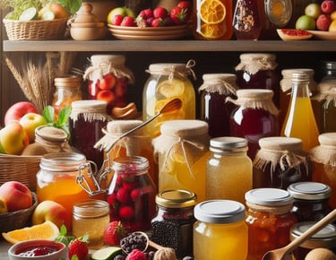 variety of homemade jams and jellies