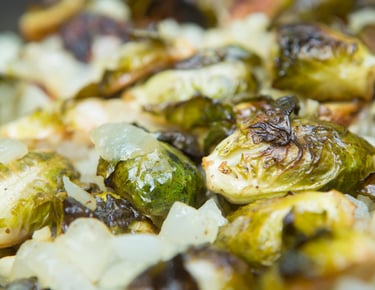 Keto Side Dish:  Garlic Parmesan Roasted Brussels Sprouts