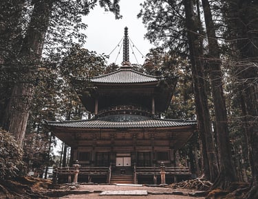 pagode dans les bois au Japon