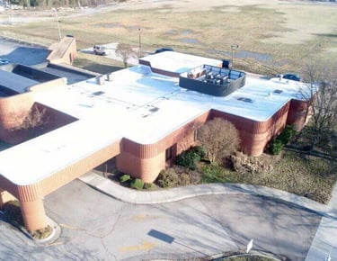 Flat roof replacement on commercial building in Petersburg Virginia