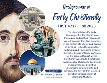 a course poster with a picture of a man with a beard and a dome