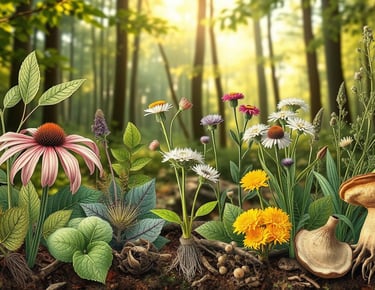 various flowers in forest