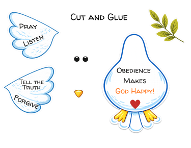 Printable Christian dove craft for kids – cut and glue Sunday School activity about obedience, praye